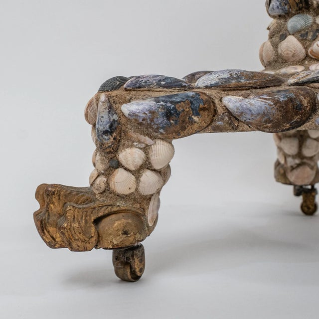 English Regency Shell Encrusted Tri-Pod Pedestal Side Table For Sale In New York - Image 6 of 11