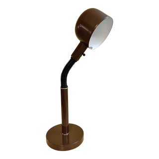 1970's Retro Brown Gooseneck Table Lamp For Sale