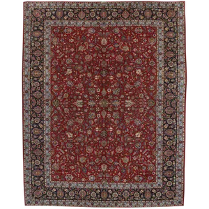 20th Century Persian Kashan Area Rug - 10′7″ × 13′6″