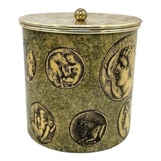 1960s Piero Fornasetti Ice Bucket & Cover With Coin Design For Sale