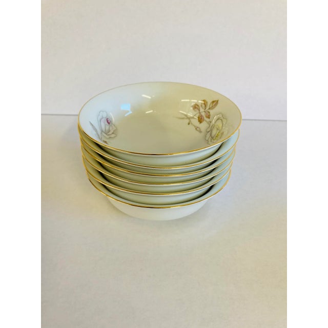 1960s 1960s Johann Haviland Sweet Heart Rose Dessert Bowls Gilded Rim - Set of 6 For Sale - Image 5 of 5