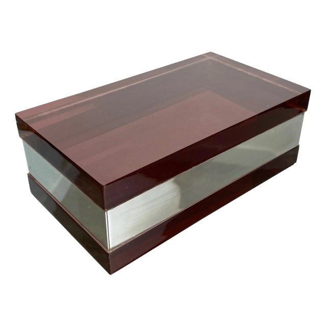 Italian Purple Rectangular Box in Acrylic Glass and Chrome by Alessandro Albrizzi, 1970s For Sale