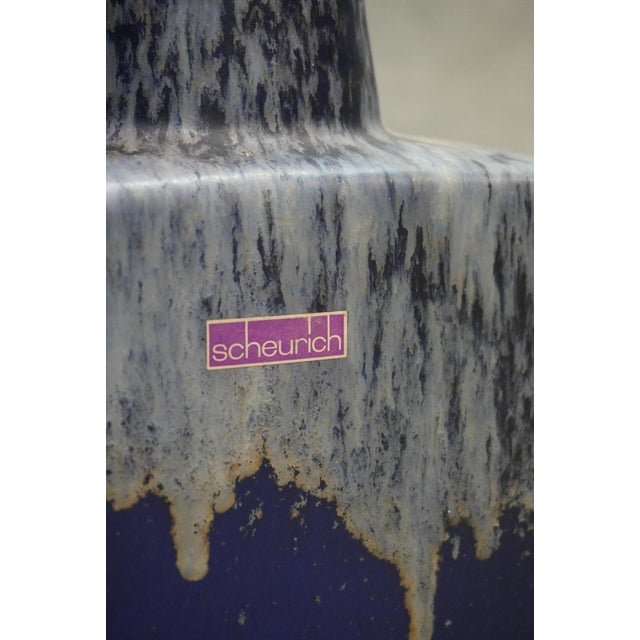 1970s Large Fat Lava Cobalt Blue Floor Vase from Scheurich, West Germany, 1970s For Sale - Image 5 of 7