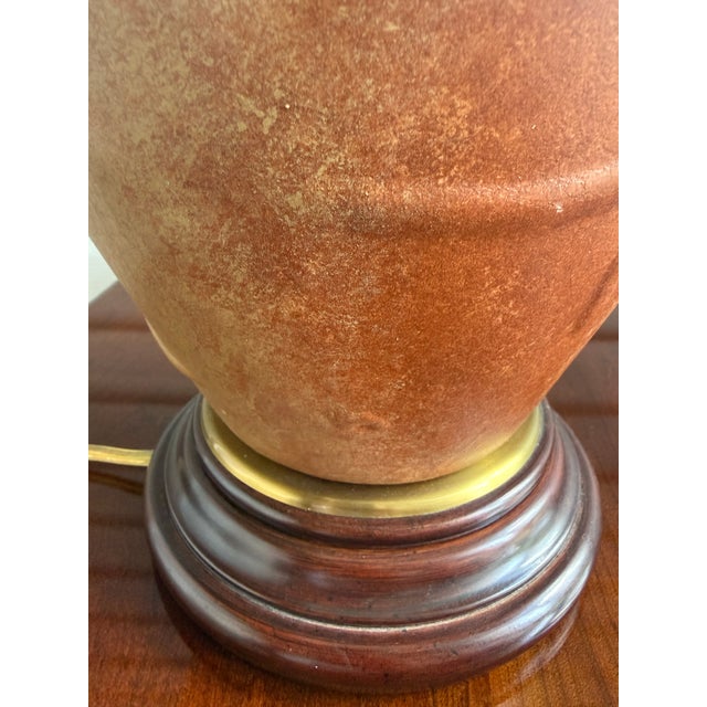 Late 20th Century Pair of Wildwood Mid-Century Modern Brass Wood Table Lamps With Original Shades For Sale - Image 9 of 12