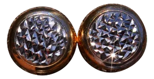 The Button: Two Tone Diamond Cut Button Earrings, 2 Pieces