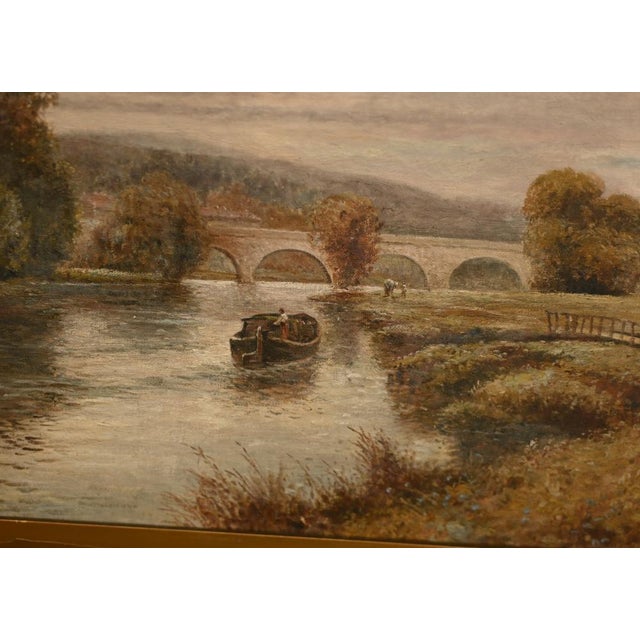 Charming Victorian oil on canvas depicting the River Thames at Wallingford, dating to the late 19th century, circa...