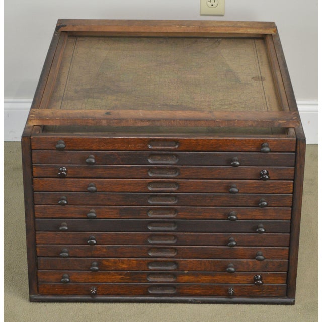 Antique Oak Map Cabinet Section Chairish