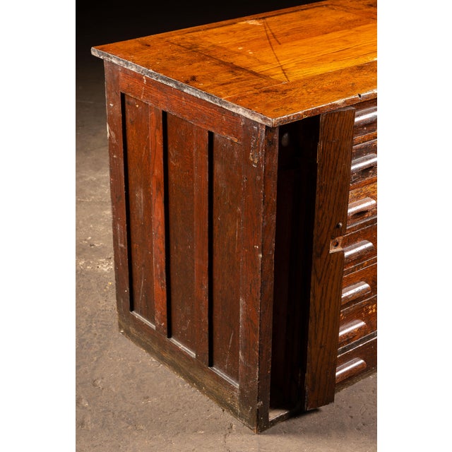 Brown Early 20th Century Oak Flat File Cabinet With Side Storage For Sale - Image 8 of 15