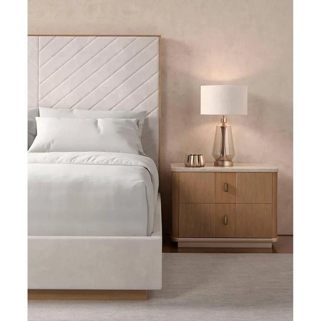 Cream Upholstered King Bed For Sale - Image 4 of 4