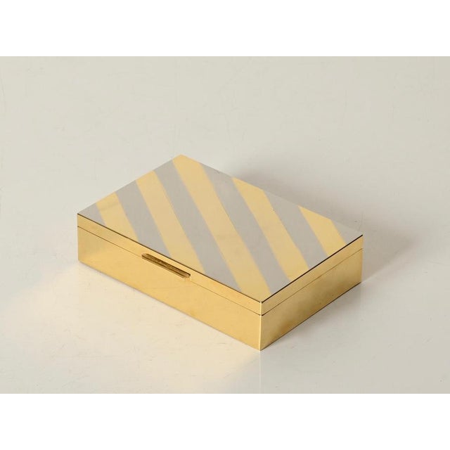 Mid-Century Gilt Brass and Chrome Decorative Jewelry Box from Dior, Italy, 1970s For Sale - Image 4 of 17