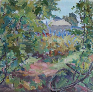Ukrainian Impressionism Oil Painting: Summer Rural Landscape, 1980s 58-58