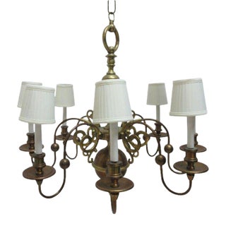Vintage Brass Quality Williamsburg Federal Hanging Chandelier For Sale