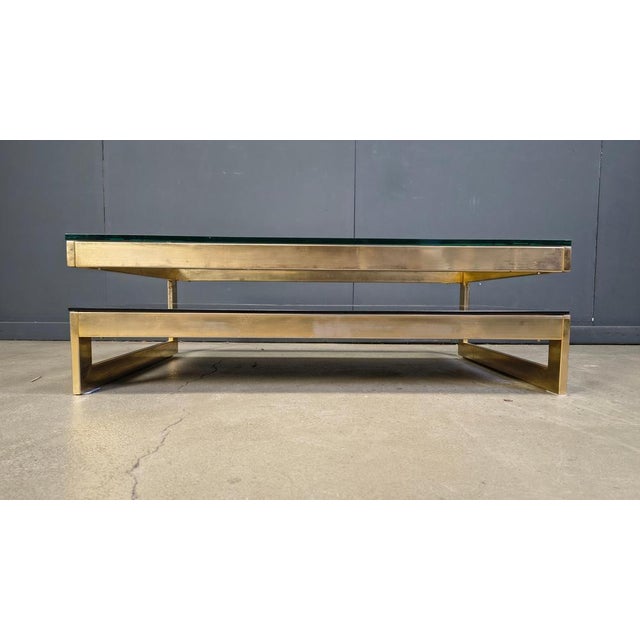 1970s Vintage 23kt Gold Layered Two-Tier Coffee Table from Belgochrom, 1970s For Sale - Image 5 of 12