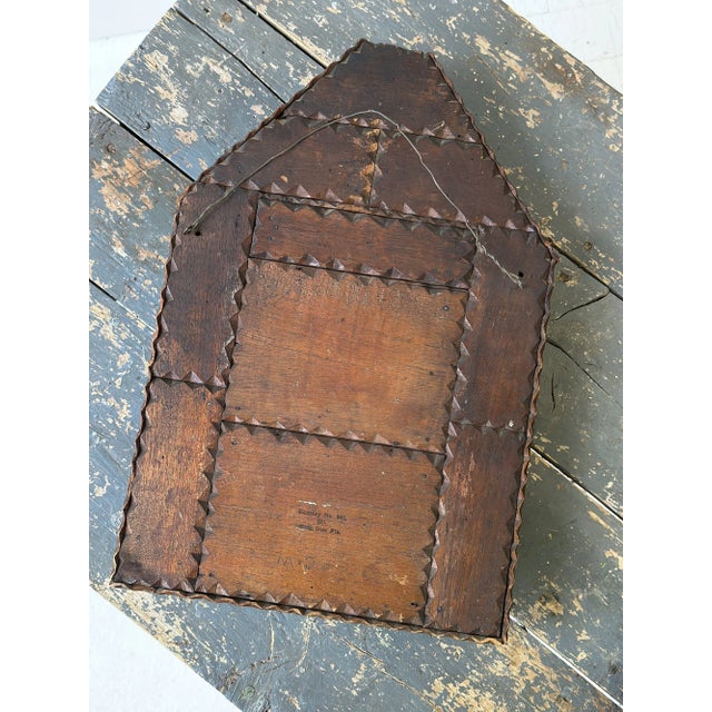 Antique Geometric Chip Carved Wall Pocket / Comb Box With Beveled Glass Mirror, Circa Late 19th Century For Sale - Image 16 of 17