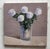 An impressionist oil painting of a vase of white roses, by Vivek Mandalia. Frame and hang in your home. 30 x 30 cm 12 x 12...