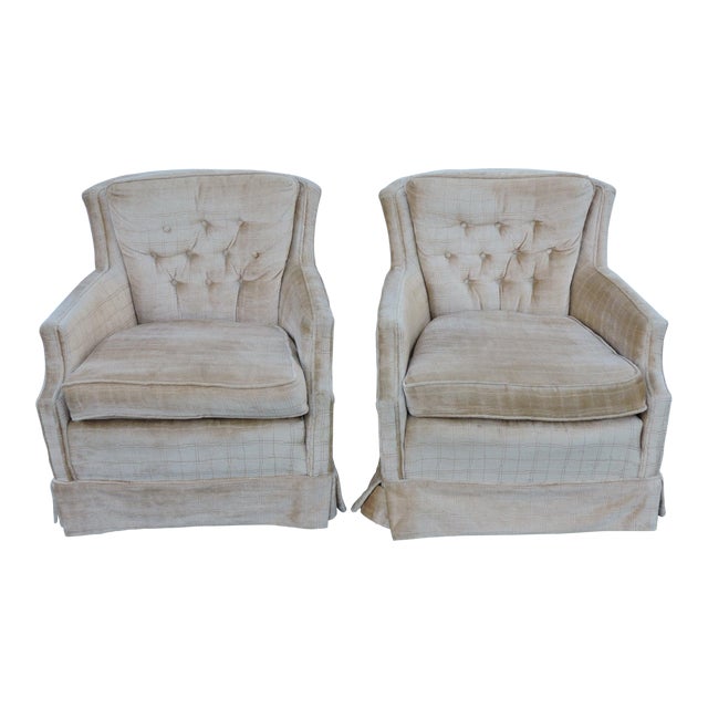 MidCentury Tufted Living Room Side Chairs Pair Chairish