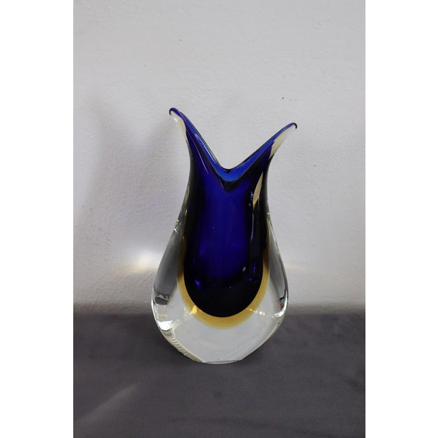 Blue and Yellow Murano Glass Vase from Formia, 1970s For Sale - Image 6 of 14