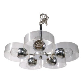 Space Age Chrome and Lucite Chandelier For Sale