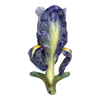 Majolica Iris Vase Massier, Circa 1880 For Sale