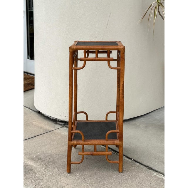 Hollywood Regency Bamboo Planter Stand Vintage Hollywood Regency Chinoiserie Tall Coastal For Sale - Image 3 of 14