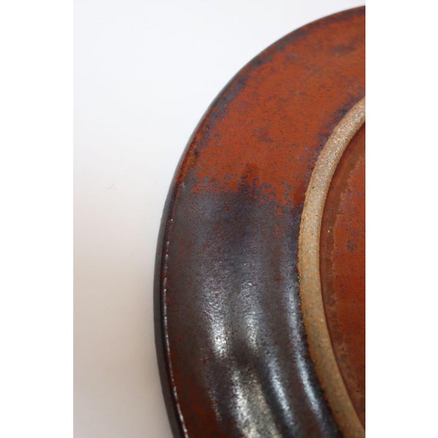 Vintage Studio Pottery Charger in Metallic Gray and Red Glaze by Deanna Nichols For Sale - Image 14 of 17