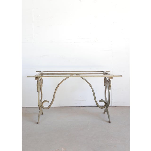 Mid 20th Century Spectacular Iron Swan Table With Oval Glass Top For Sale - Image 5 of 10