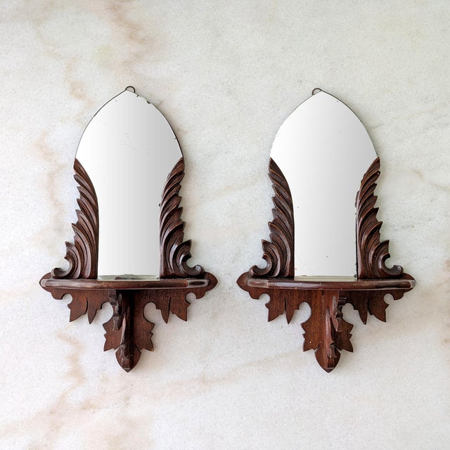 Victorian Antique Victorian Style Mirrored Walnut Curio Shelves, a Pair For Sale - Image 3 of 7