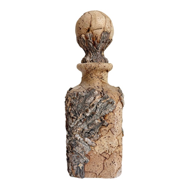 Vintage Talian Corked Wrapped Decanter Bottle For Sale