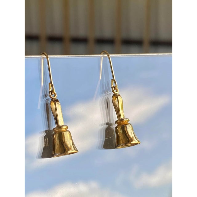 Bell Earrings in Gold Washed Sterling Silver For Sale - Image 12 of 12
