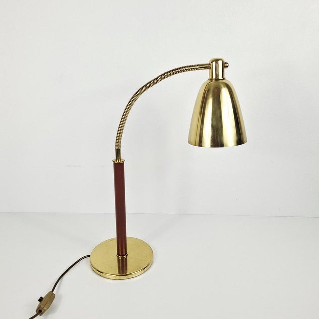 Table Lamp in Brass and Leather by Josef Frank for J.T. Kalmar, 1950s For Sale - Image 12 of 18