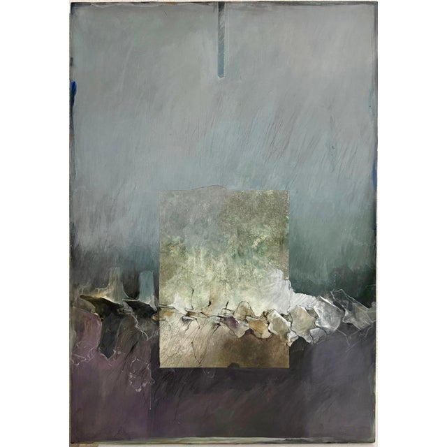 Abstract Katherine Chang Liu, Mixed Media Asian Abstract Collage Painting Katherine Chang Liu Chinese American, 1999 For Sale - Image 3 of 13