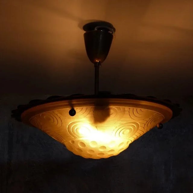 Art Deco Glass Ceiling Lamp, 1930s For Sale - Image 13 of 15