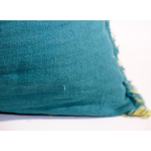 Canary Yellow Blue and Yellow Belgium Linen Throw Pillow For Sale - Image 8 of 13