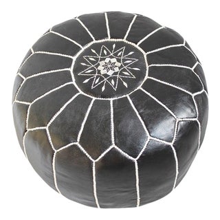 Moroccan Leather Ottoman Cover For Sale