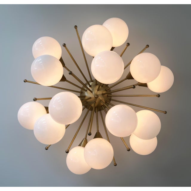 White 21st Century Mezzo Satin Brass Glossy White Murano Flush Mount by Fabio LTD For Sale - Image 8 of 8