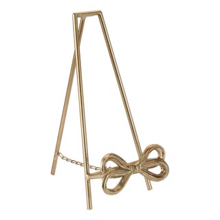 Gold Bow Plate Holder Easel 12.5"H For Sale