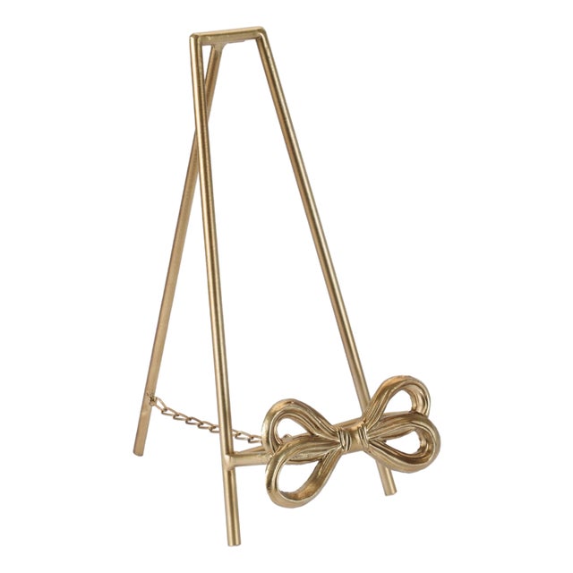 Gold Bow Plate Holder Easel 12.5"H For Sale