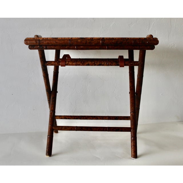 Ralph Lauren Style Faux "Tortoise" Bamboo Cane Foldable Serving Tray Side Table Vintage Mid-Century. Fabulous faux...