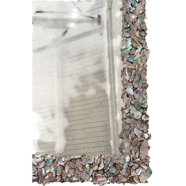 70’s Modern Designer Abalone Seashell Mirror For Sale - Image 4 of 7