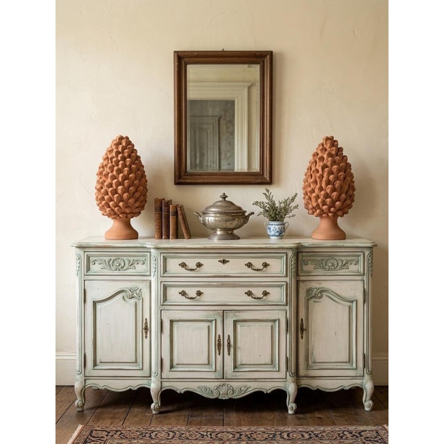 Pair of Hand-Finished Terracotta Pine Cone Finials For Sale In West Palm - Image 6 of 12