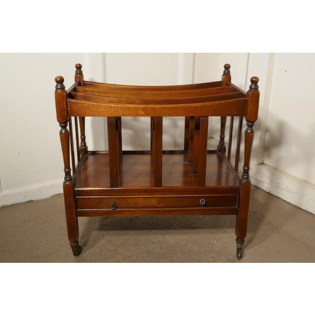 English Walnut Canterbury Magazine Stand For Sale - Image 5 of 9