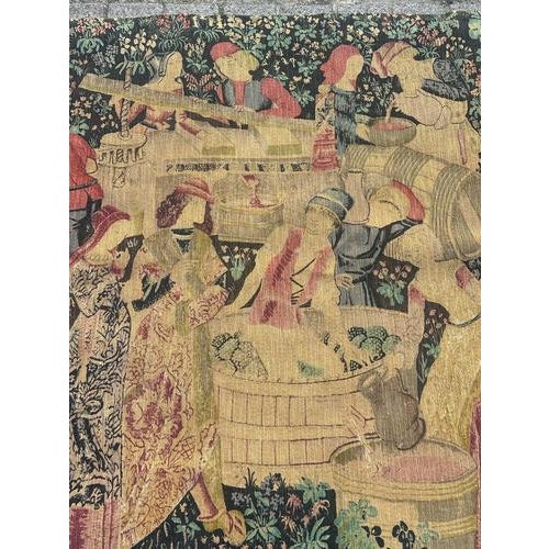 Vintage French Screen Printed by Hand Tapestry Vendanges, 1970s For Sale - Image 18 of 18