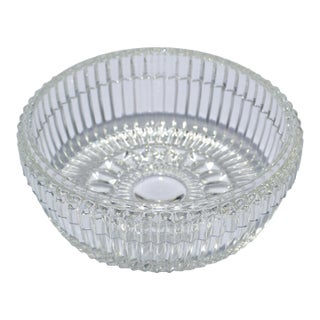 1960s Waterford Crystal Cut Glass Bowl Intricate Vertical and Radial Patterns Boho Chic For Sale