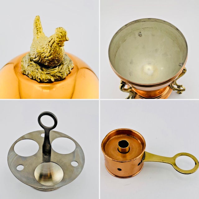 Vintage Tagus Portugal Copper Egg Coddler Complete With Chicken Finial For Sale - Image 6 of 18