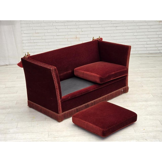 Danish 2-Seater Drop Arm Spanish Sofa in Furniture Velour, 1970s For Sale - Image 6 of 18