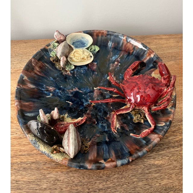 1930s Vintage Portuguese Louca De Caldas Palissy Majolica Platter For Sale - Image 4 of 12