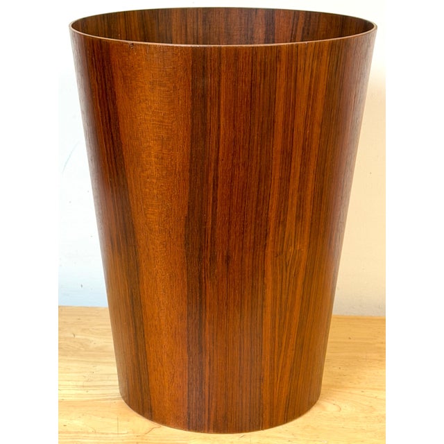 Oversized Swedish Modern Figured Rosewood Wastebasket Sweden, circa 1960s For Sale - Image 9 of 16