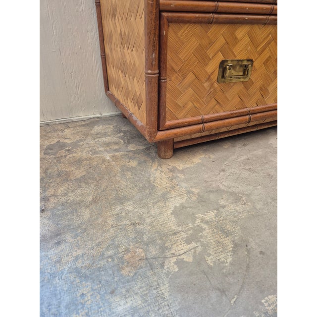 Ornamental & Decorative Materials Vintage Itailian Grasscloth and Faux Bamboo Chest of Drawers For Sale - Image 7 of 7