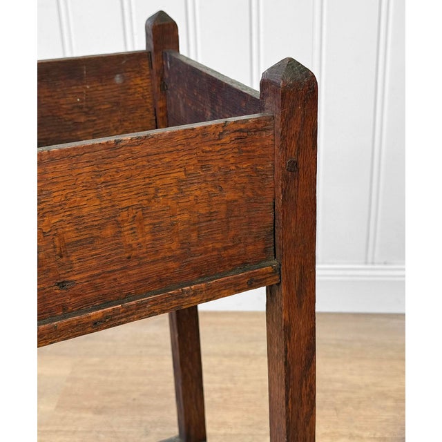 Wood Antique Arts & Crafts Quartersawn Oak Planter Box Plant Stand For Sale - Image 7 of 8