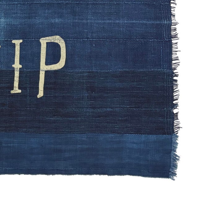 American Large Patchwork Indigo Flag, Don't Give Up the Ship, Unique For Sale - Image 3 of 4